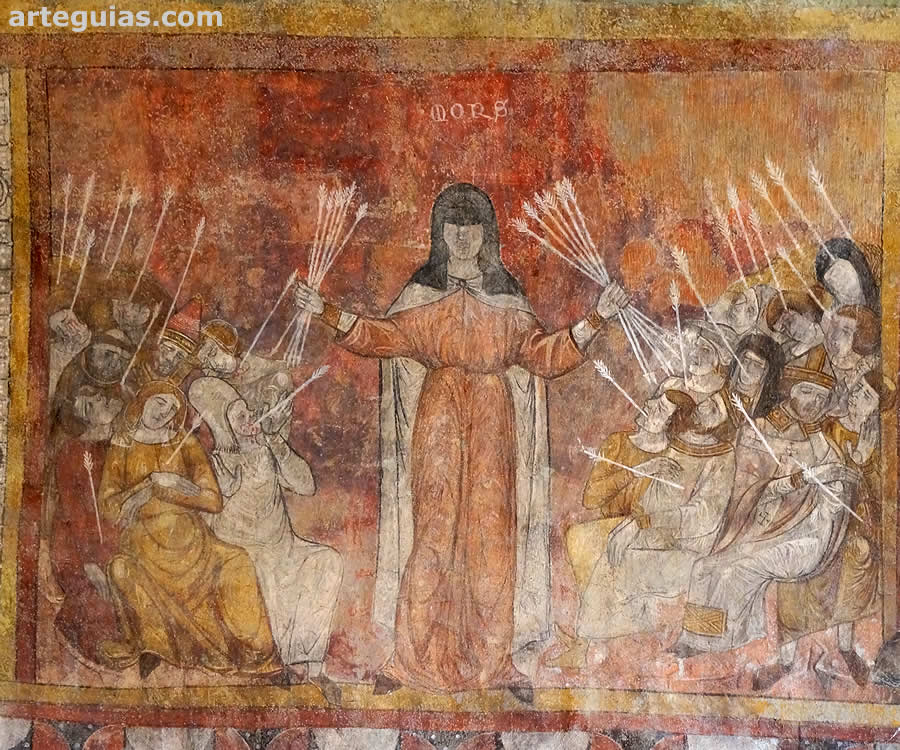 Pintura mural del siglo XIV contempor&aacute;nea a la Peste Negra