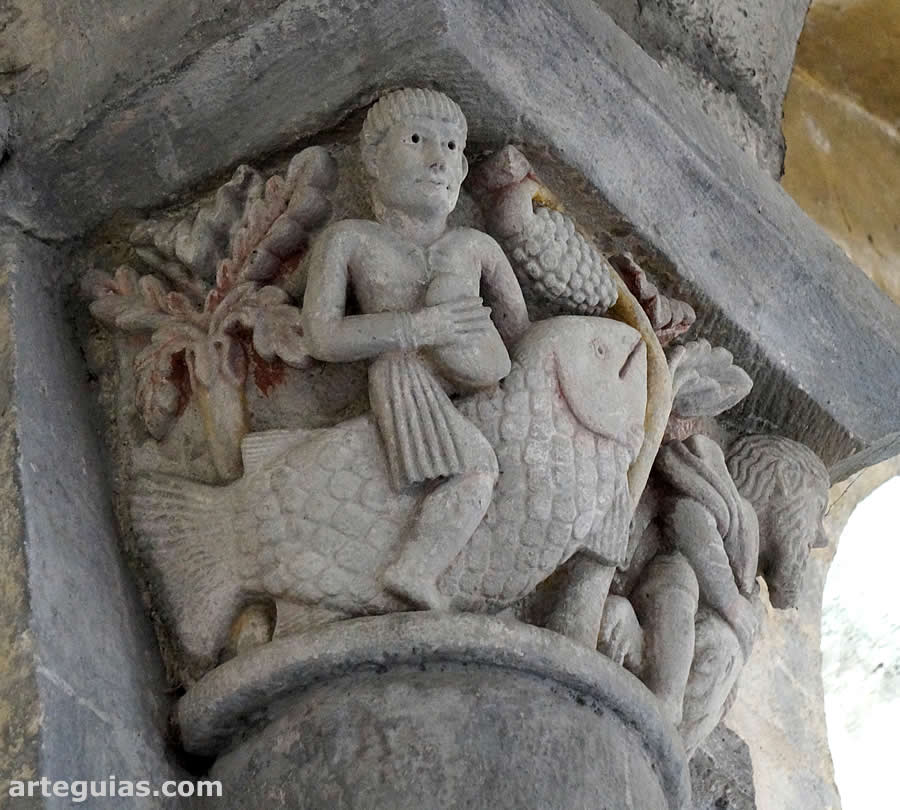 Abad&iacute;a de Saint-Pierre de Mozac: capitel de Tob&iacute;as