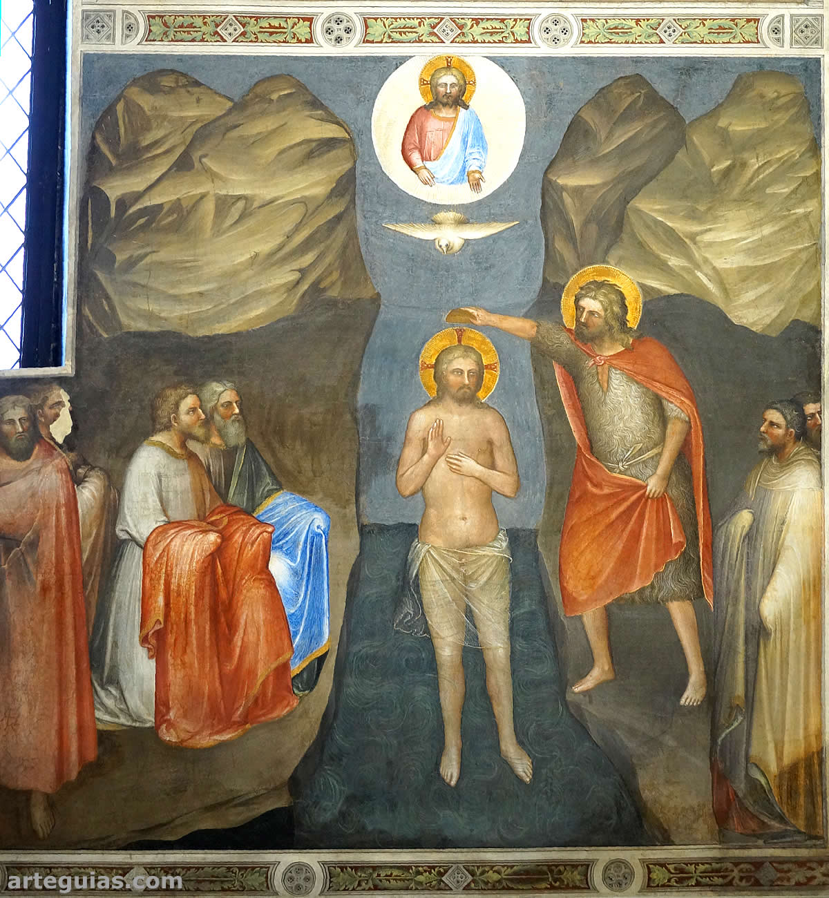 Pintura del bautismo de Cristo por San Juan Bautista