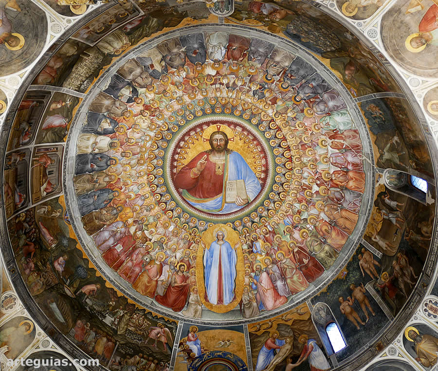 Pinturas del interior de la c&uacute;pula del baptisterio de Padua