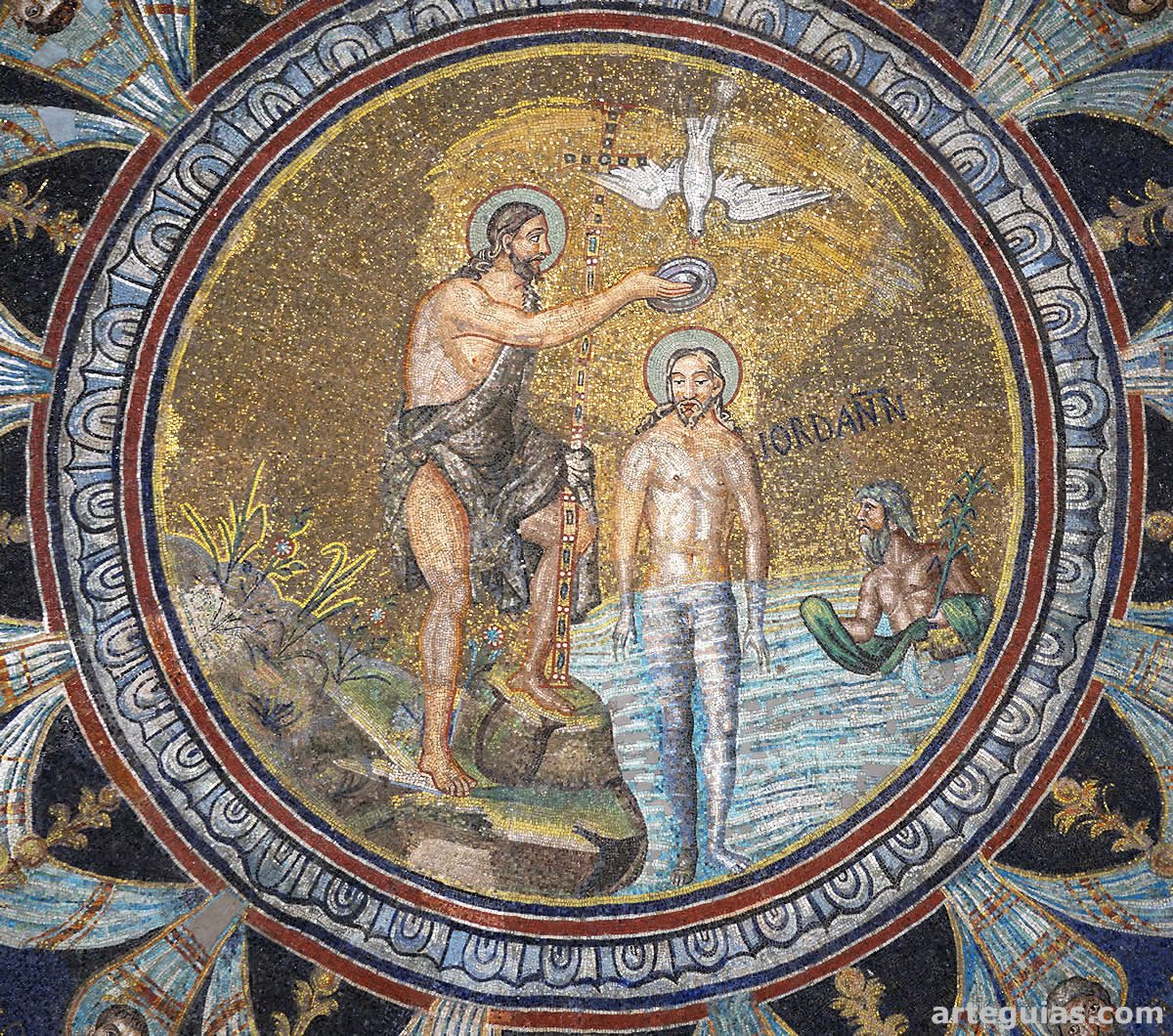 Mosaicos de la c&uacute;pula del Baptisterio Neoniano o de los Ortodoxos de R&aacute;vena