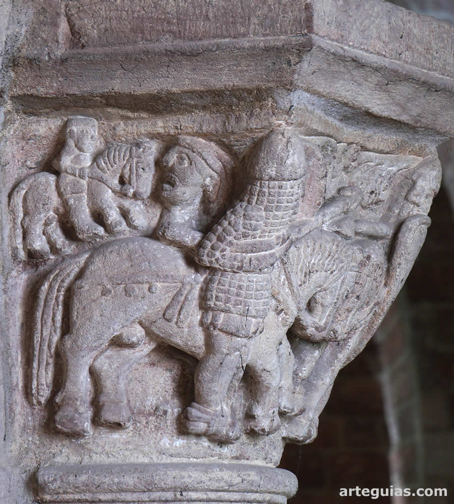 Bas&iacute;lica de Brioude: combate entre guerreros