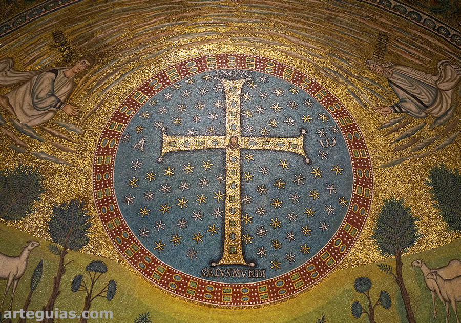 Cruz con un busto de Cristo en su centro