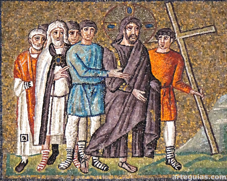 Pasaje de la Pasi&oacute;n: el Cireneo llevando la cruz