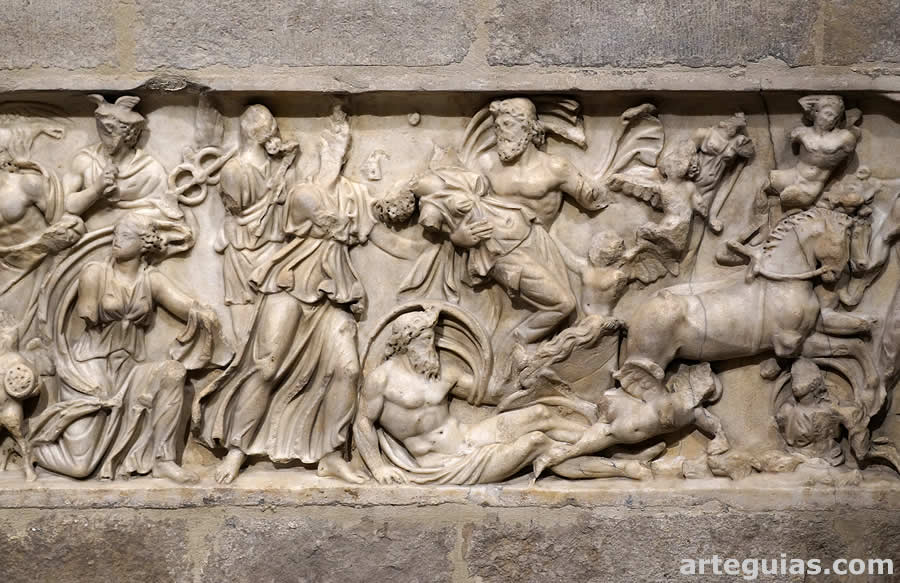 Sarc&oacute;fago romano pagano del rapto de Proserpina