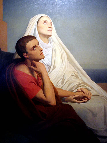 Agust&iacute;n con su madre Santa M&oacute;nica