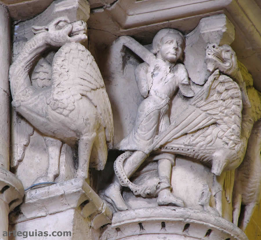 Lucha entre un hombe y un drag&oacute;n