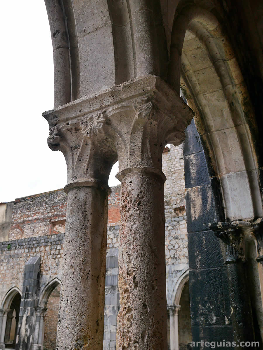 Columnas pareadas del claustro g&oacute;tico