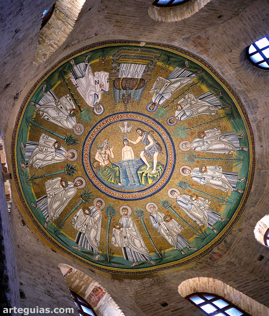 Mosaico de la c&uacute;pula del Baptisterio de los Arrianos