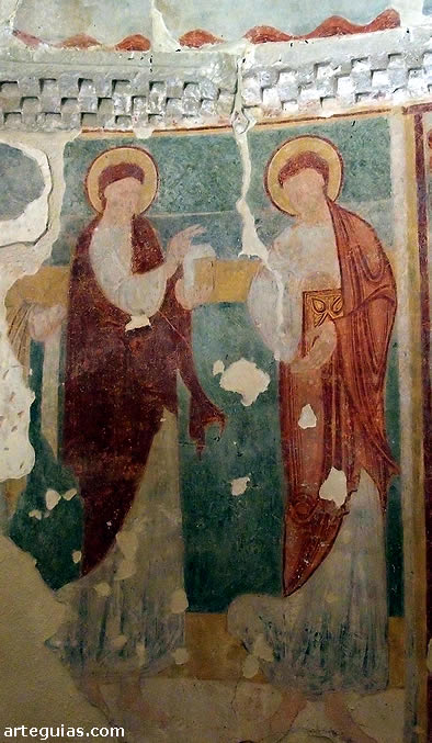 Dos miembros del Apostolado bajo el Cristo en Majestad
