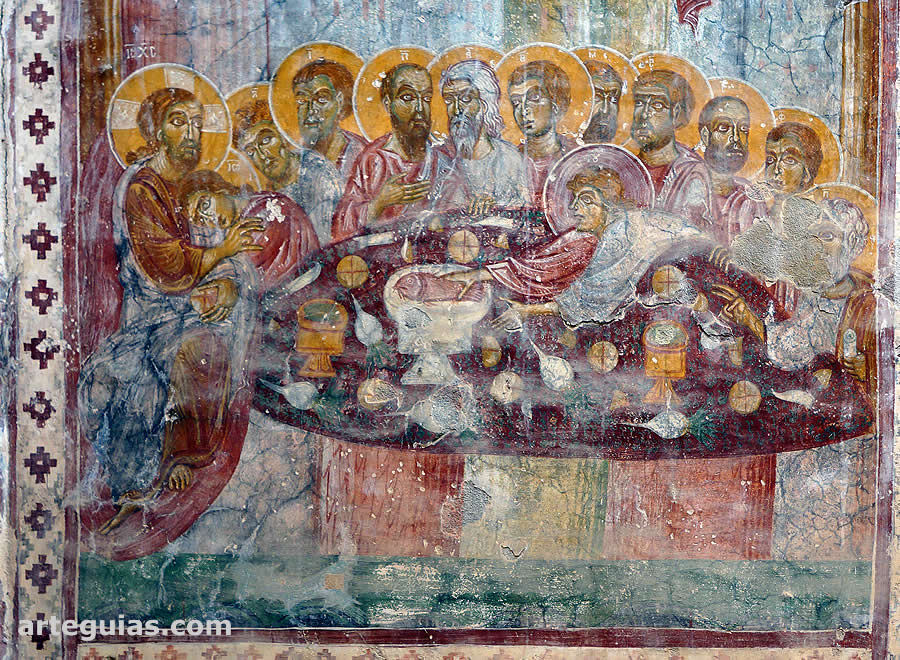 Pintura mural bizantina de la &Uacute;ltima Cena