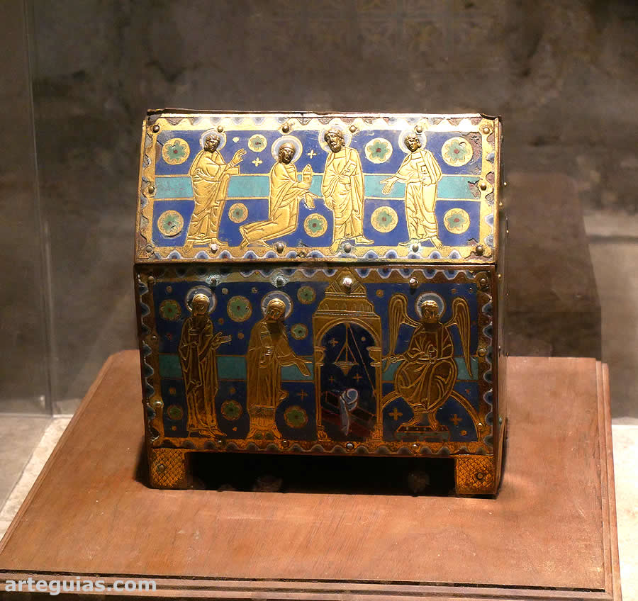 Relicario de bronce y esmaltes de Limoges