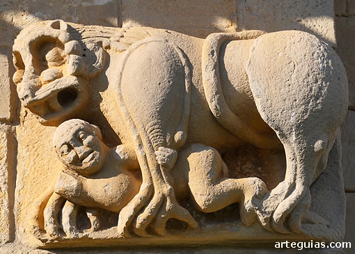Le&oacute;n y hombre en una de las enjutas
