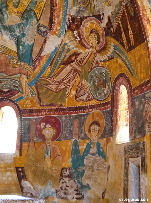 Detalle de la reproducci&oacute;n de las pinturas de la iglesia de Sant Miquel d'Engolasters, Andorra