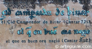Placa en Vivar (Burgos) con versos del Cantar