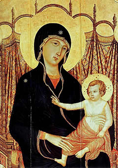 Duccio: detalle de la Madonna Rucellai