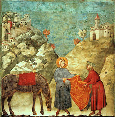 Giotto: escena de la donación de la capa de San Francisco, (Basílica de Asís)