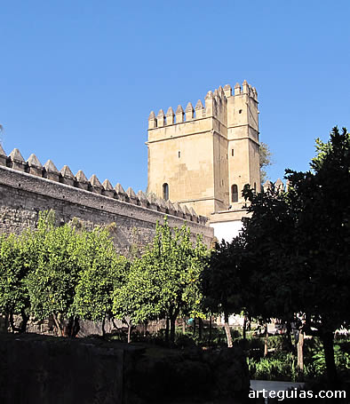 Vista del alc&aacute;zar desde el interior de uno de los jardines