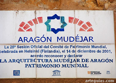 R&oacute;tulo en la iglesia de Encinacorba de "Arag&oacute;n Mud&eacute;jar" Patrimonio de la Humanidad