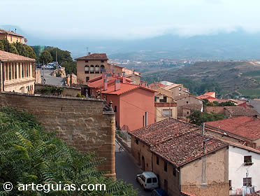 Vista de uno de los tramos de la muralla de Briones y de los valles que circundan la villa