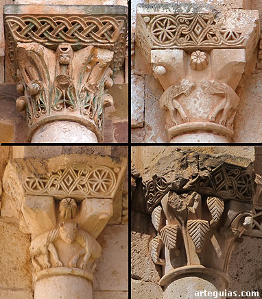 Cuatro capiteles de la iglesia abacial