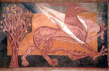 Fragmento de pintura mural de la sala capitular, hoy en el MNAC