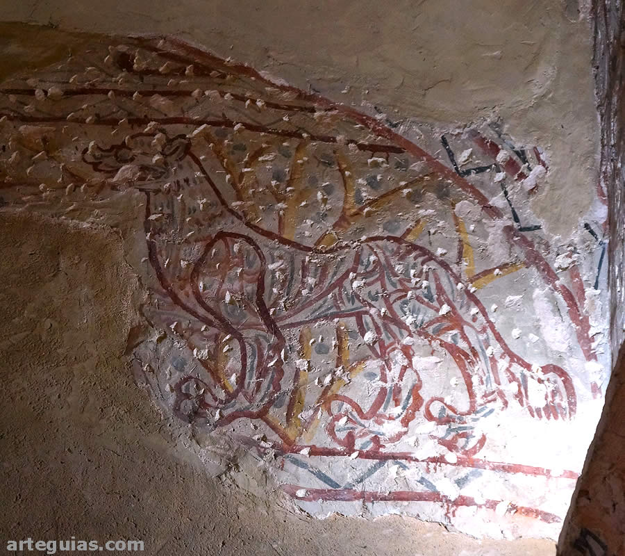 Pintura mural de un le&oacute;n. Siglo XIII