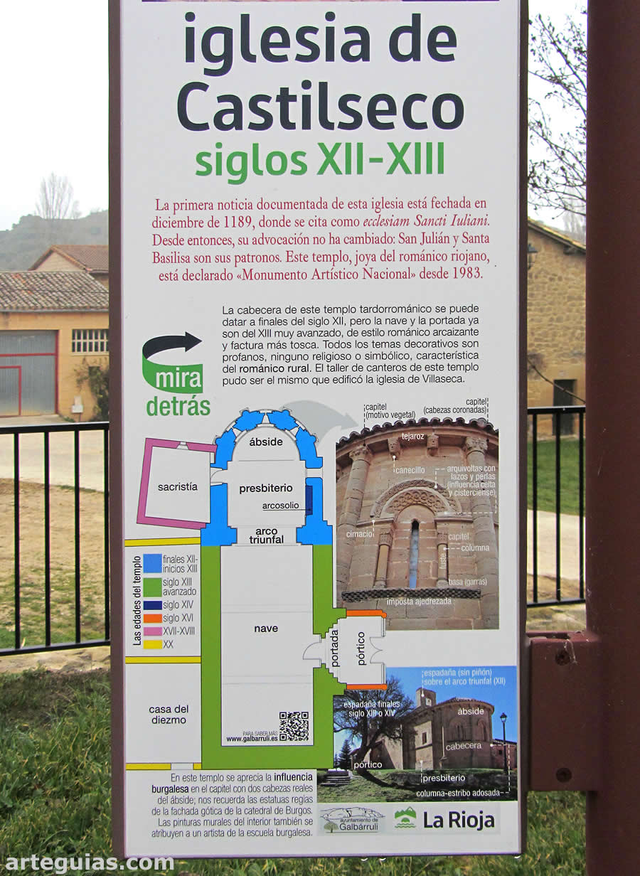 Cartel explicativo. Iglesia de Castilseco, La Rioja
