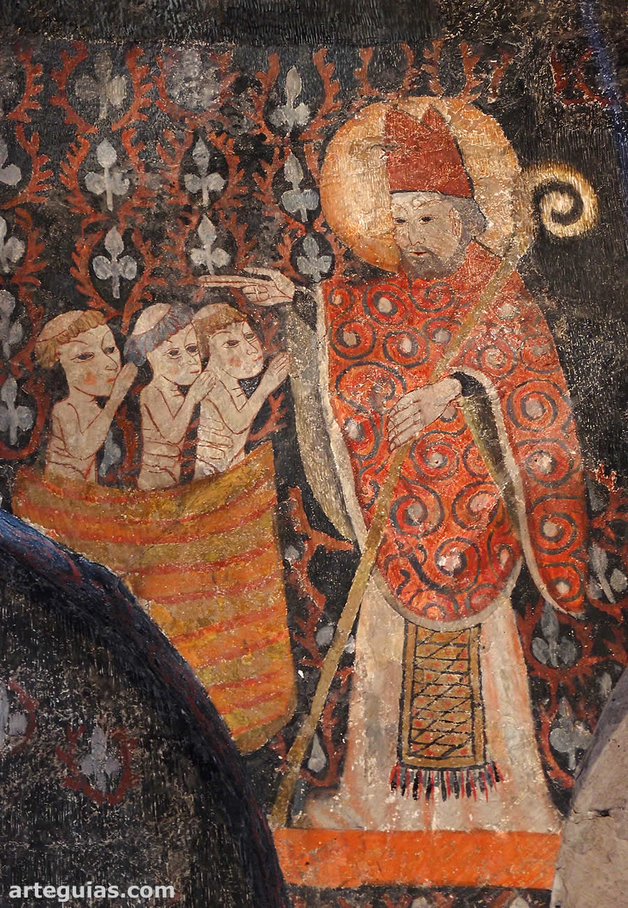 En Santa Marina de Sacramenia est&aacute; pintado el milagro de San Nicolas y los ni&ntilde;os