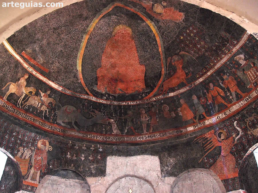 B&oacute;veda de horno con Maiesta Domini, Tetramorfos y pasajes b&iacute;blicos y hagiogr&aacute;ficos