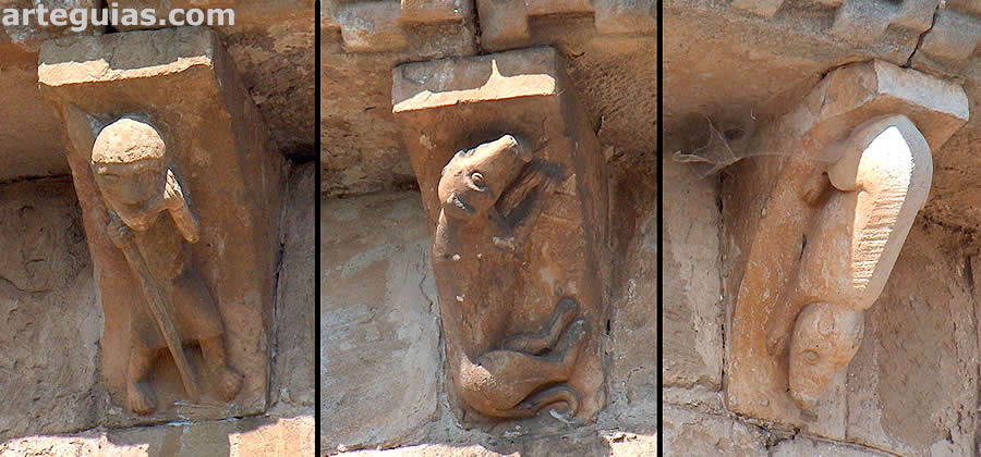 Canecillos que muestran un lance de caza