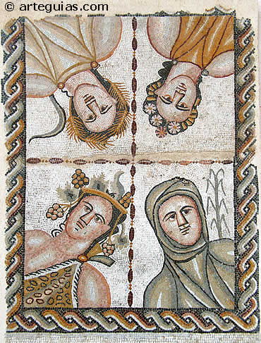 Mosaico de Baco. Panel de estaciones. Se ubica en el claustro del edificios del museo