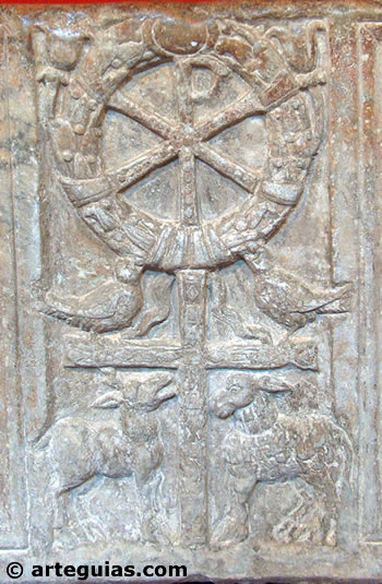 Detalle del sepulcro paleocristiano de "San Vivente M&aacute;rtir