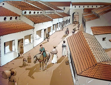 Recreaci&oacute;n de Rec&oacute;polis con la zona palatina al fondo