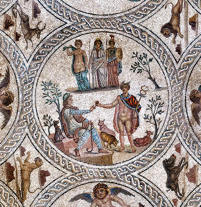 Deatlle del mosaico romano de los Amores de C&aacute;stulo