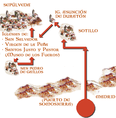 Mapa del Viaje Guiado al Rom&aacute;nico en la Comunidad de Sep&uacute;lveda