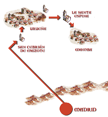 Mapa del Viaje Guiado por los Monasterios altomedievales de Valladolid