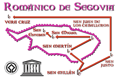 Mapa del Viaje guiado por el Rom&aacute;nico urbano de la ciudad de Segovia