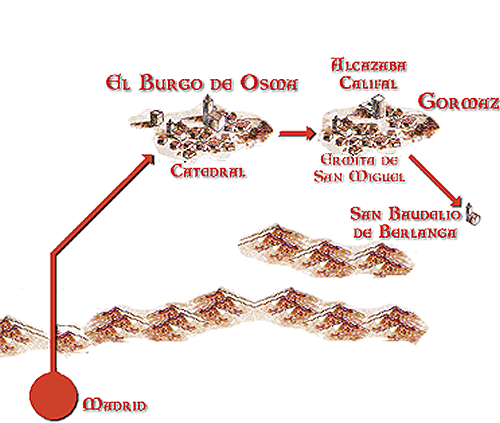 Mapa del Viaje Guiado de la Ruta del Cid. Moz&aacute;rabe y Rom&aacute;nico en un territorio guerrero de Soria